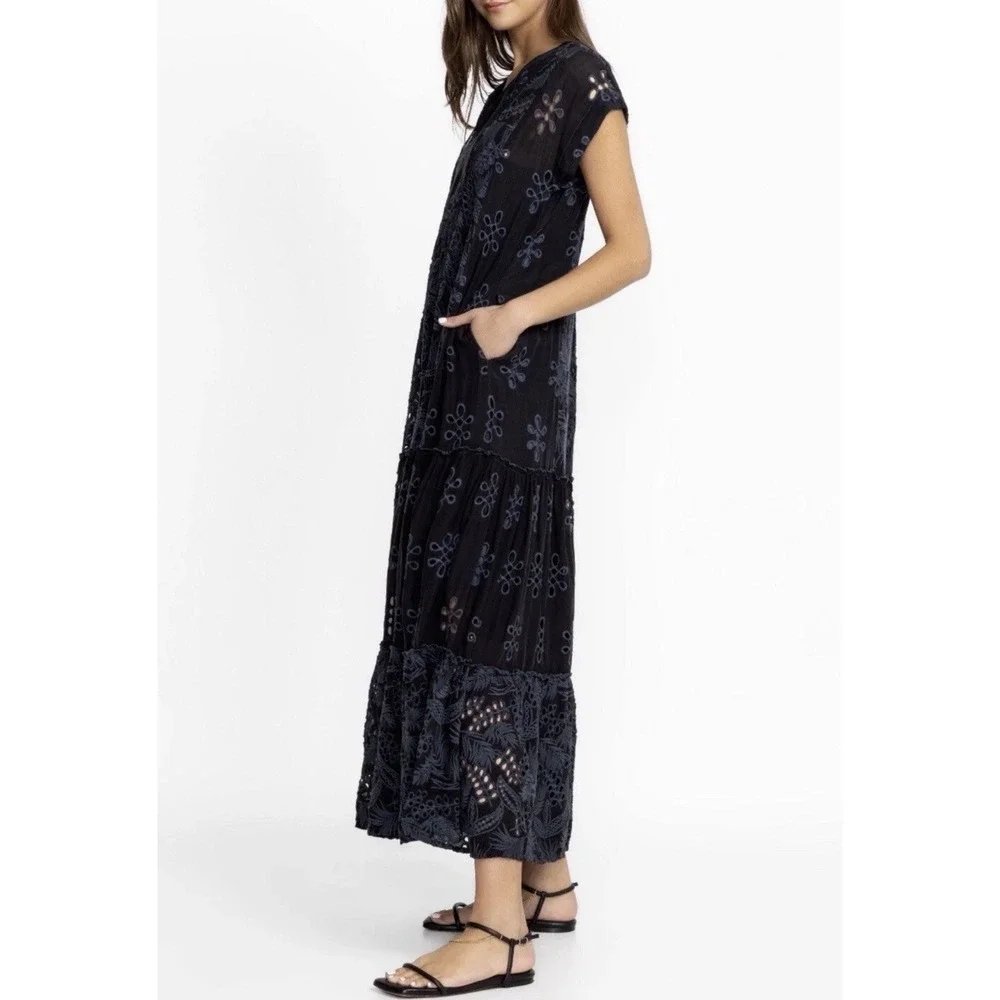Johnny Was Cleo Aurelia Maxi Dress S Fits M Black Embroidered Boho $630 READ